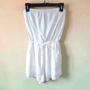 Hollister White Strapless Eyelet Romper